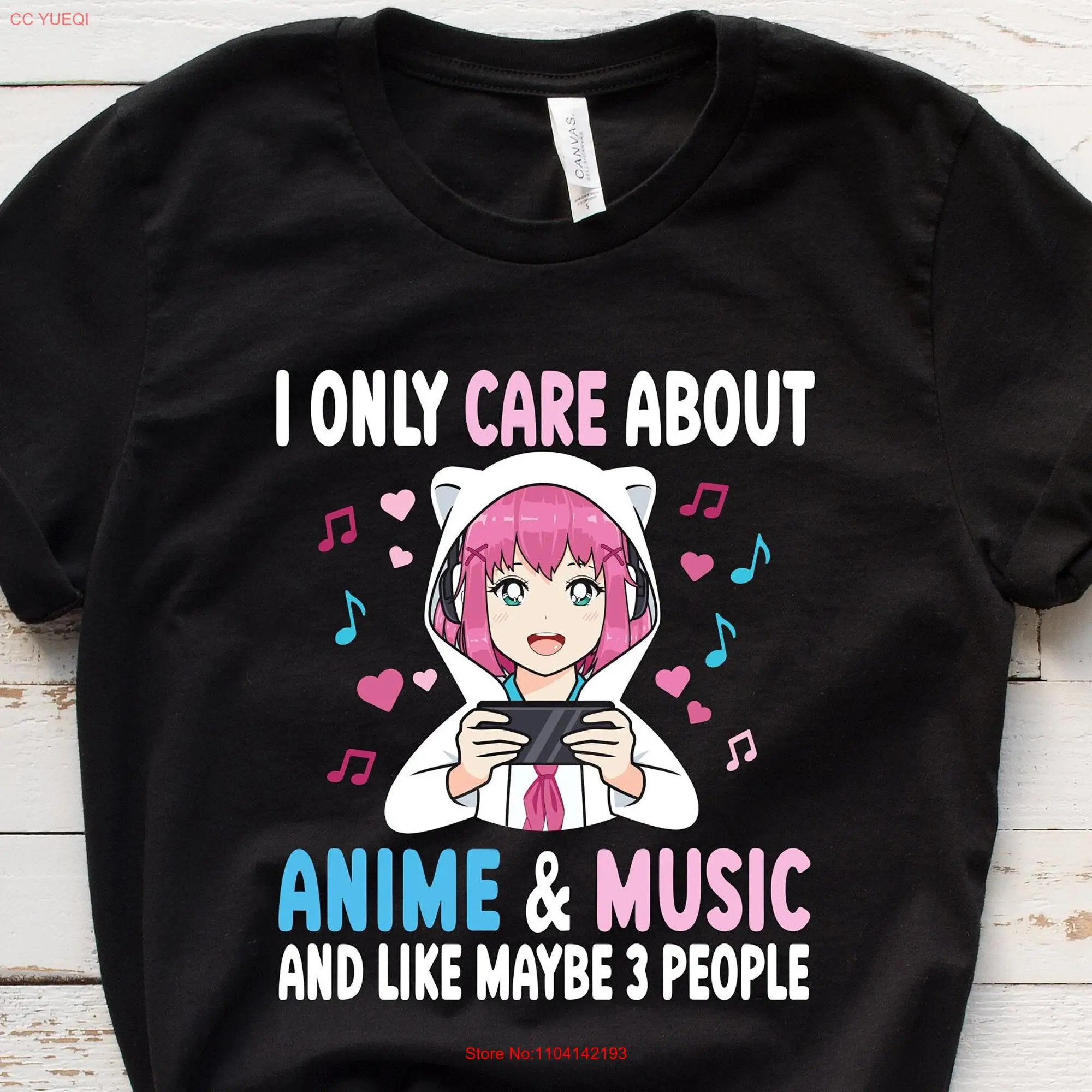 I Only Care About Anime And Music shirt Girl T Kawaii Neko Girls For Chibi Manga long or short sleeves