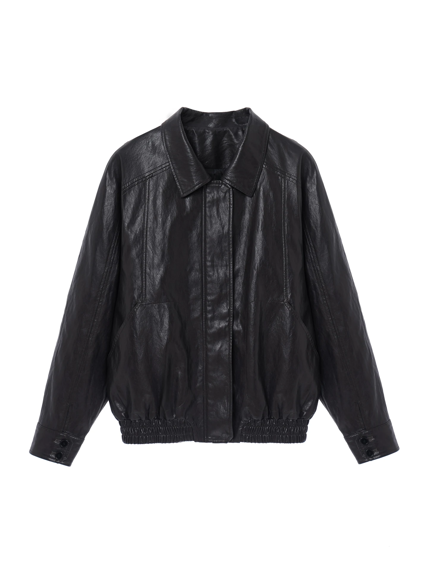 معطف نسائي من الجلد الصناعي من EKOOL بياقة عالية وتصميم نحيف وفضفاض متعدد الاستخدامات للخريف، معطف راكبي الدراجات النارية أنيق وجديد