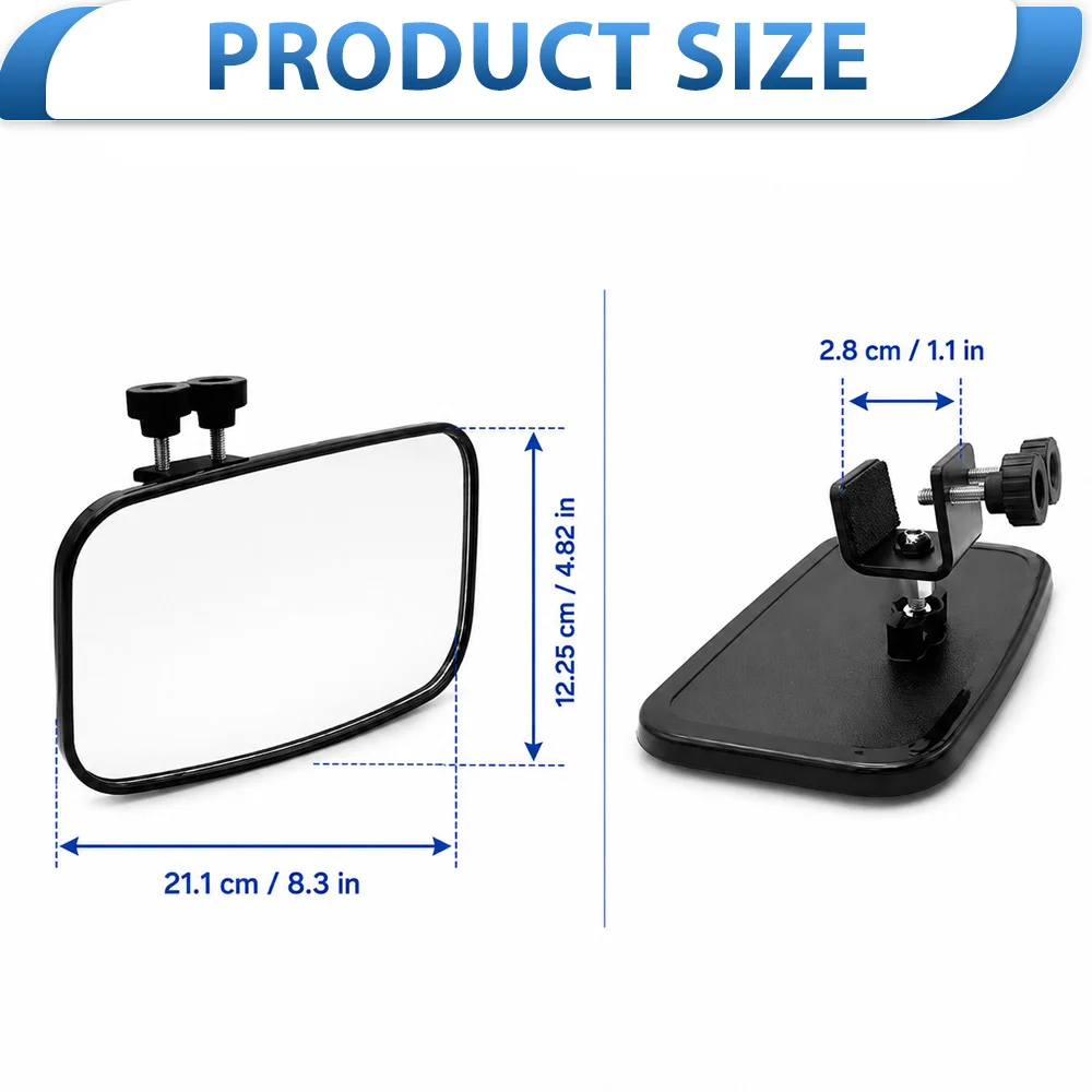 1pc Marine Boat Rear View Mirror For boats  yachts pontoon boats ski boats with 0.4 in to 1.1 in square or round rails