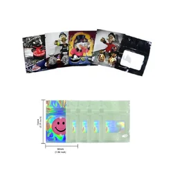 5X6CM Holographic Resealable Pouches Cartoon Mylar Bags Candy Spice Powder Storage Pouch Food Smell Proof Closed Zip Lock Bag