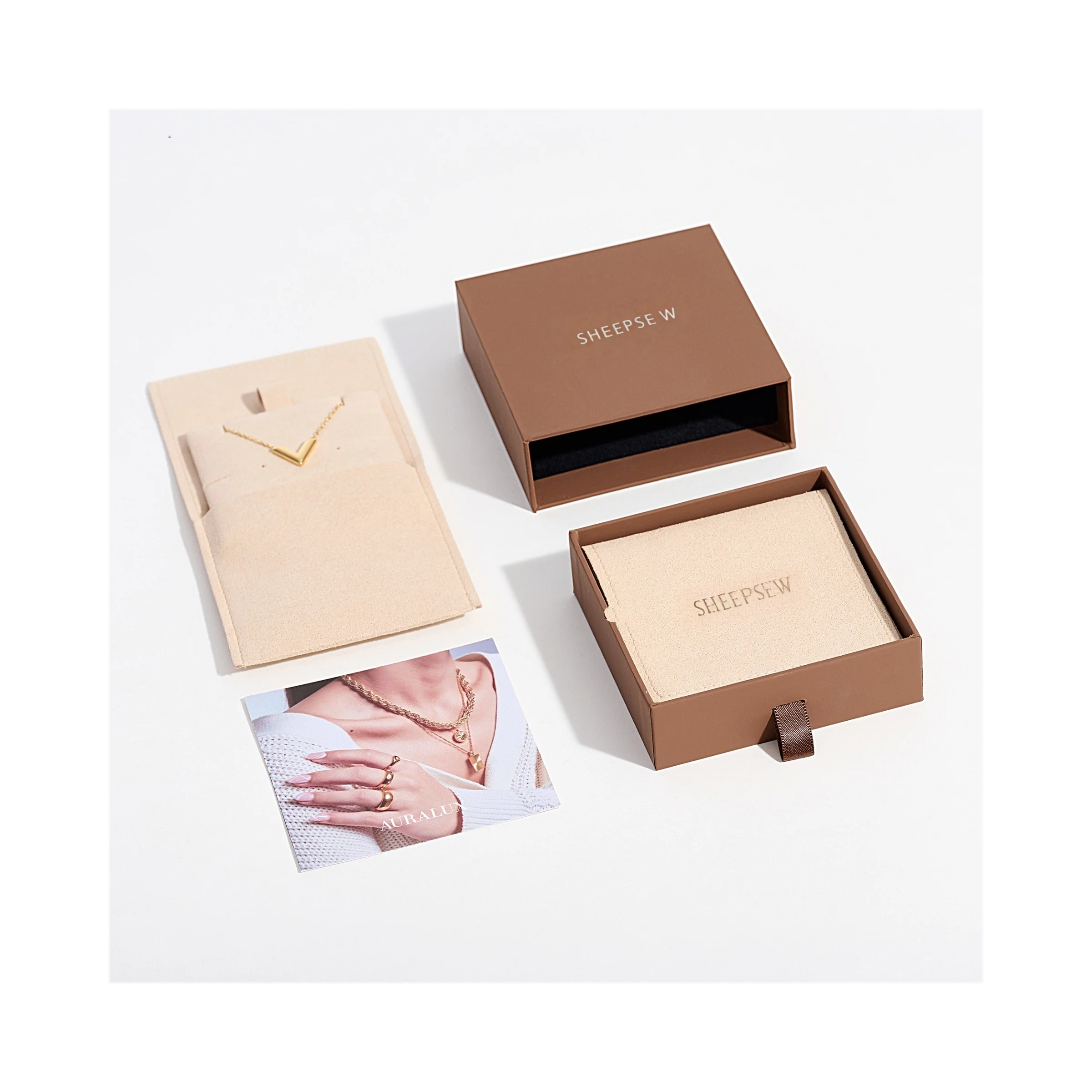 

Custom Logo Printed Small Envelope Flap Earring Necklace Package Jewelry Microfiber Bag Pouch