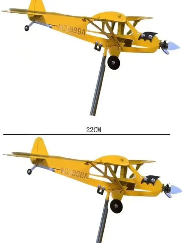 Red Metal Airplane Wind Directional Outdoor Windmill Rotatable Iron Art Garden Courard Decorative Item Full Flight Brand