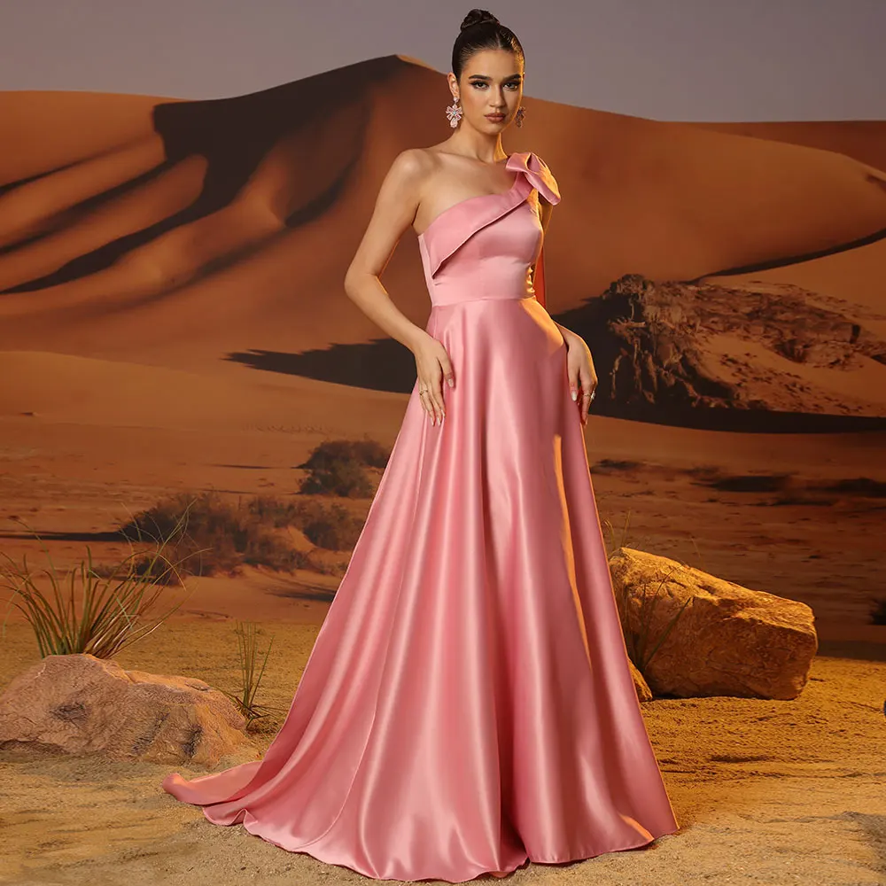 Robe de Soirée Élégante en Satin pour Femme, Tenue de Bal Formelle avec Nministériels d, Longue, avec Traîne, pour ixd'Anniversaire