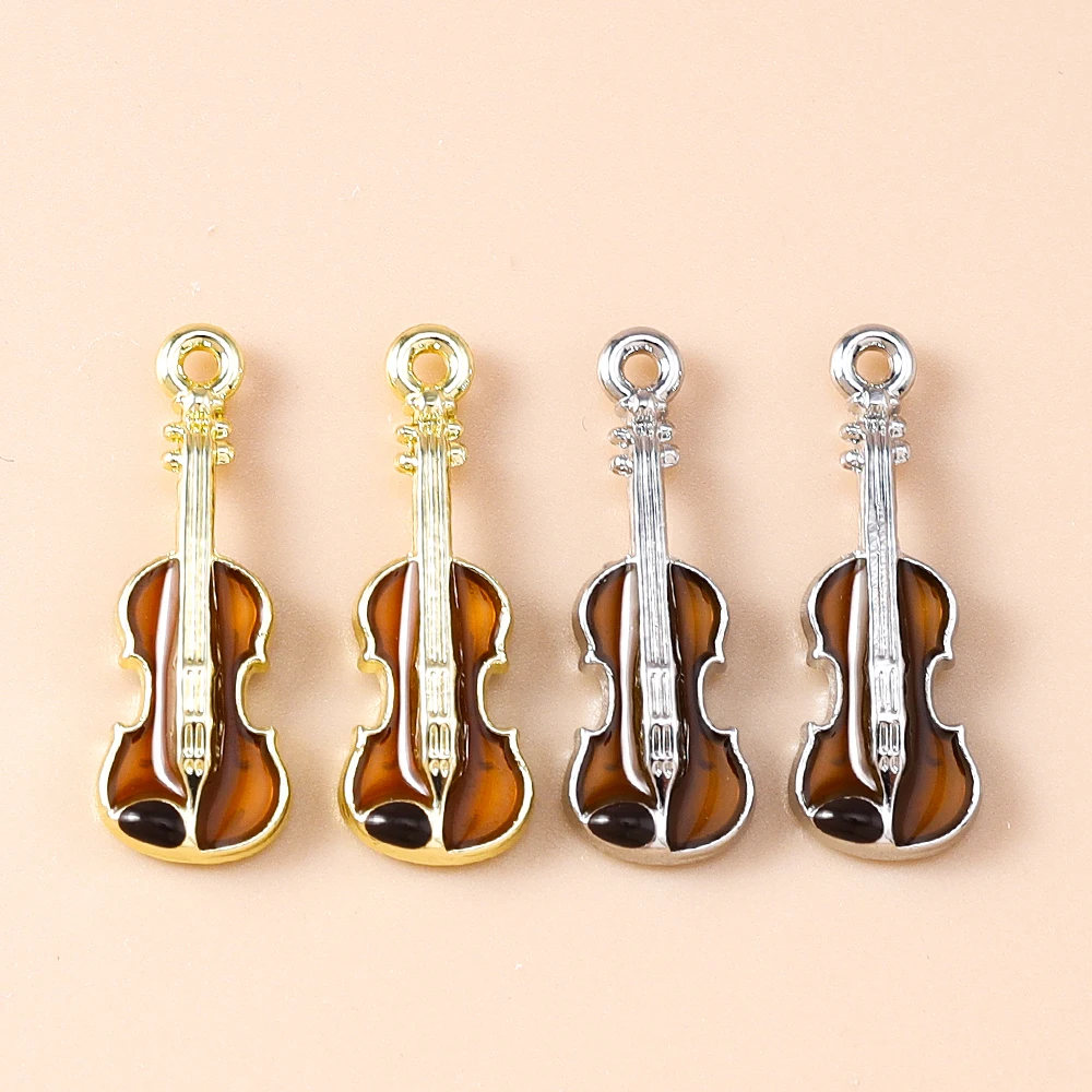 Leslie 5 Stück süße Violine-Anhänger, Gitarre, baumelnde Charm-Perlen für DIY-Marke, Sterling-Silber, Armband, Schmuckherstellung, Handwerk – Detail 6