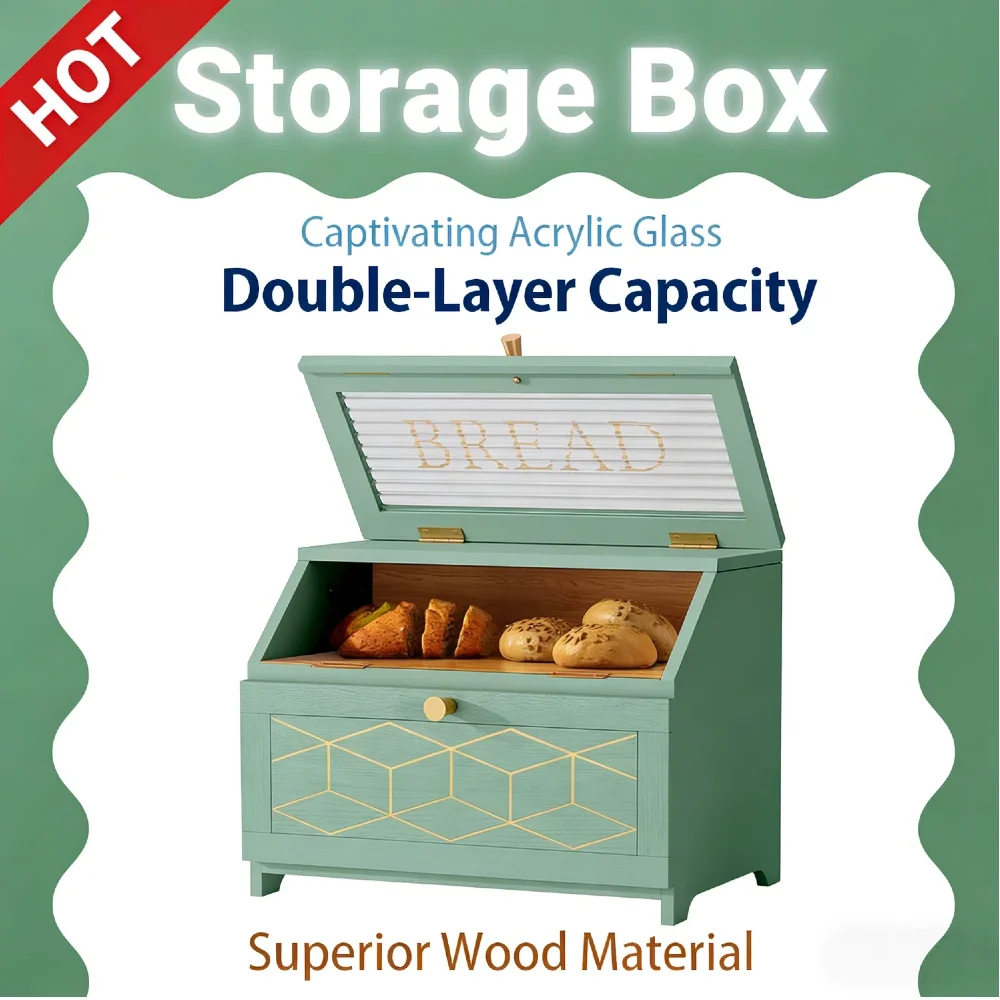 

Многофункциональный контейнер для хранения хлеба, деревянный двухъярусный хлебница с акриловым стеклом, простая сборка, для домашнего хлеба и тостов