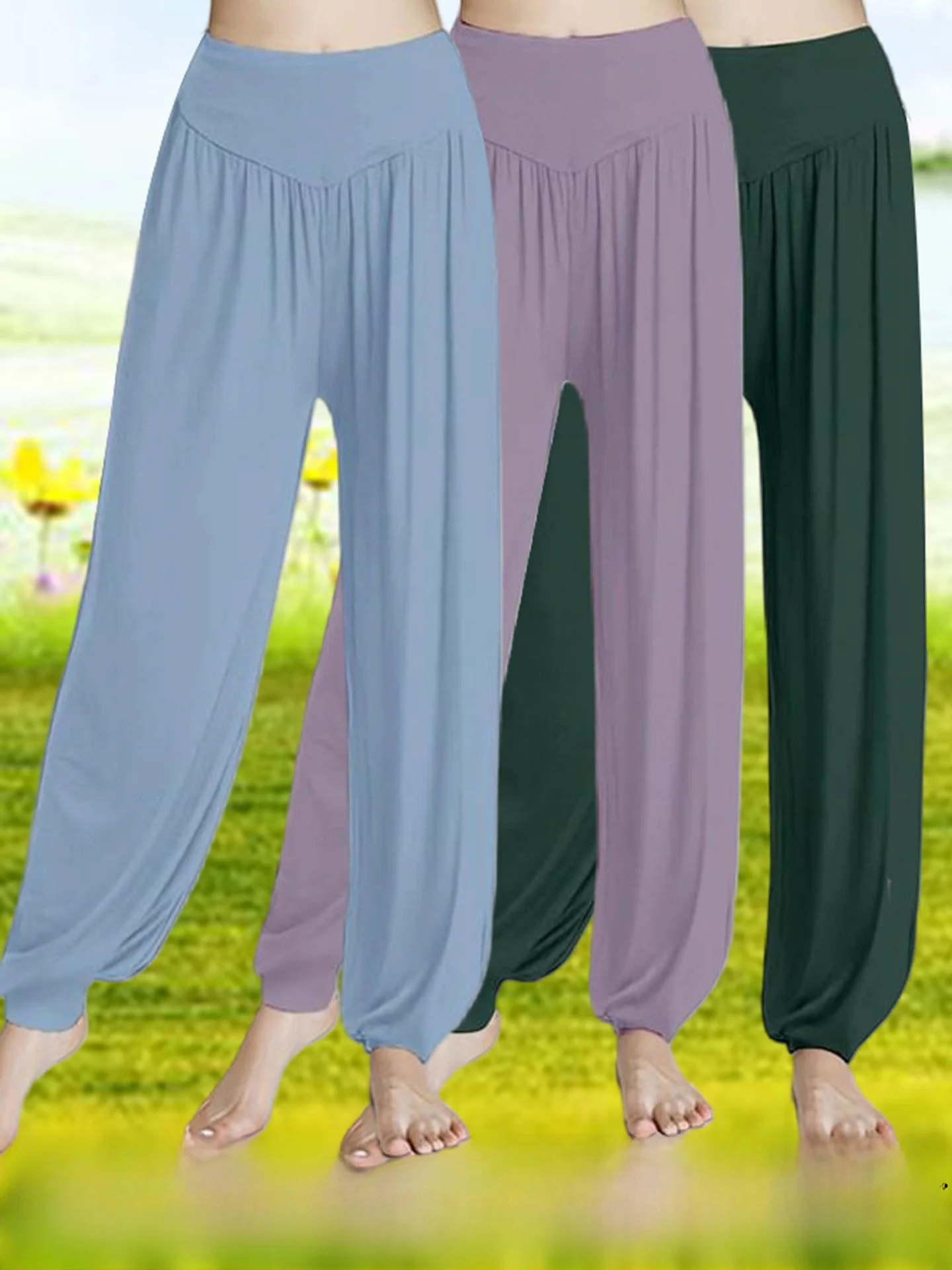بنطلون يوجا جديد للنساء لممارسة الرقص المربع، مصنوع من القطن المودال المرن، مقاس كبير، فضفاض، بنطلون واسع الساق، رقيق للصيف