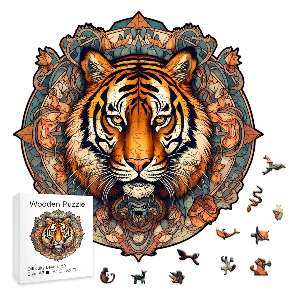 

The King Of The Forest - Tiger - Wooden Puzzle For Advanced Players - Creative Variety Of Special Shapes, Creative Gifts For Boy