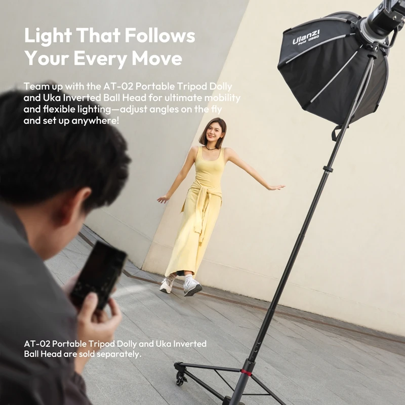 ​Ulanzi AT-05 2M Heavy Duty Foldable Light Stand Light Stand Tripod for V-Mount COB Fill Light Softbox Softball Light Stand