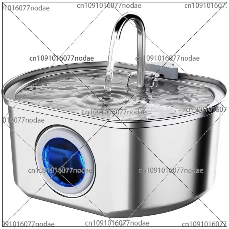 3.2L New Runway Faucet Design Stainless Steel Automatic Pet Fountain Water Dispenser with O Window Pet Water Dispenser