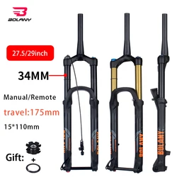 Bolany 175mm Travel 27.5/29inch MTB Bike Fork Thru Axle 15*110mm BOOST Fork  Rebound Adjustment Bicyle Fork Down Hill For DH AM