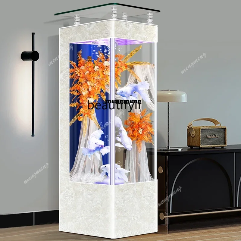 ss 8350 Light Luxury Household Fish Tank Small Integrated Vertical Change Water Back Filter Floor Loop Filter Fish Globe