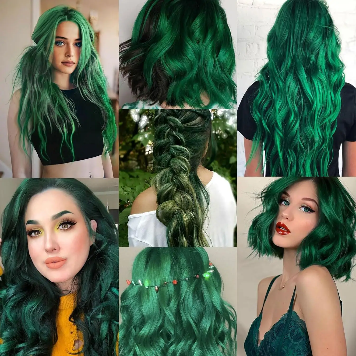 12-teilige lange, gerade, synthetische schwarze Haarverlängerungen zum Anklipsen, farbige Party-Highlights, Haarteile für Frauen, Kinder, Mädchen, Halloween – Detail 12