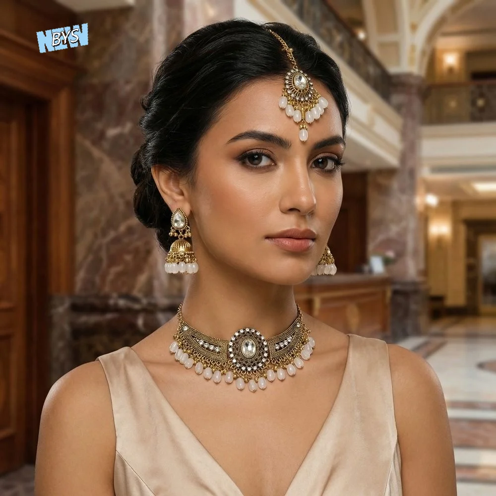 

Alloy Tassel Wings Shaped Jewelry Sets Indian Style Shining Rhinestone Jewelry Set Exquisite Tassel Necklace Indian Bridal