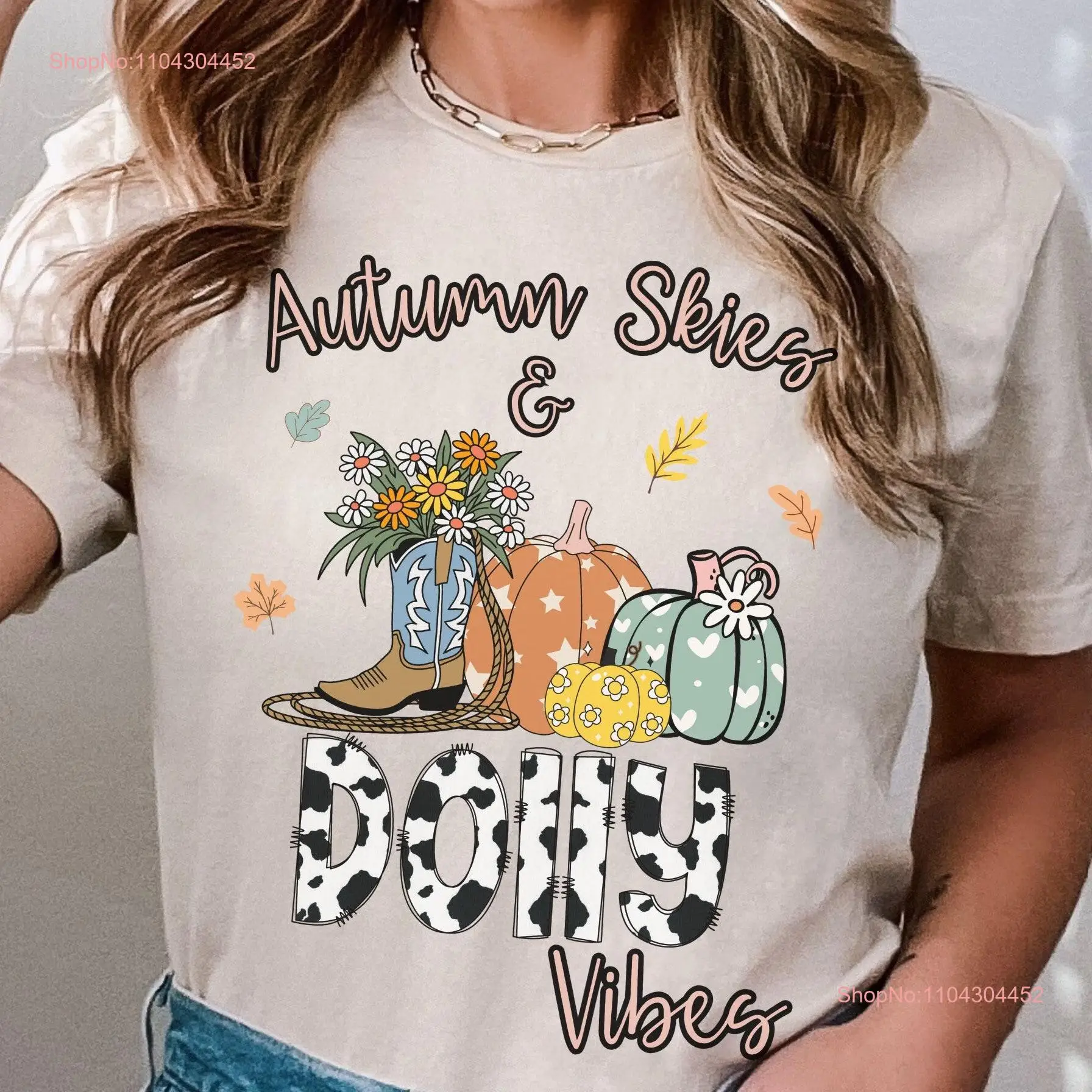 Autumn Skies Dolly Vibes T Shirt Fall Halloween Pigeon Forge Gatlinburg long or short sleeves