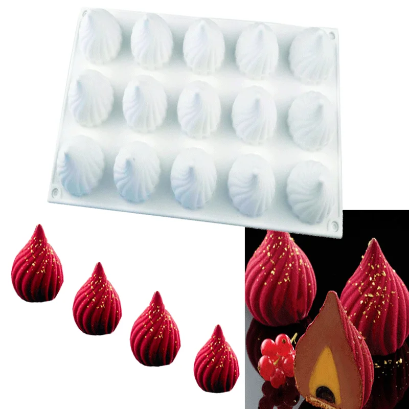 

15 Cavity Cone Whirlwind Onion Silicone Cake Mold for Kitchen Baking Chocolate Mousse Truffle Dessert Bakeware Decorating Tools