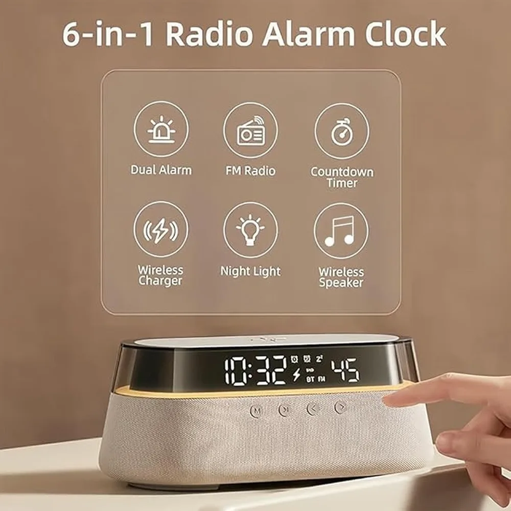 Wifi Radio Enabled Wireless Charging Clock Radios Smart Gadgets Bright LED And Modern Utility Date