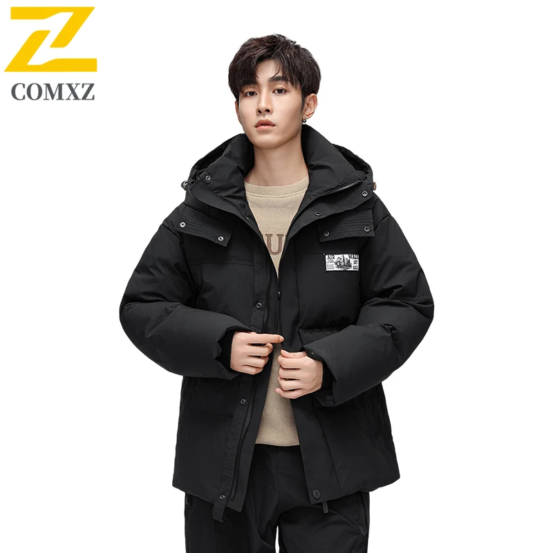 COMXZ Unisex Puffer Jacket Hooded Outdoor Mountaineering Windproof Thickened Parkas Trendy Street Lightweight Winter Puffer Coat