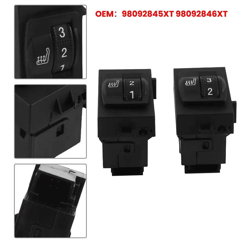 

2 PCS Car Seat Heating Switch ABS Automotive Supplies For 508 2011-2015 98092845XT 98092846XT