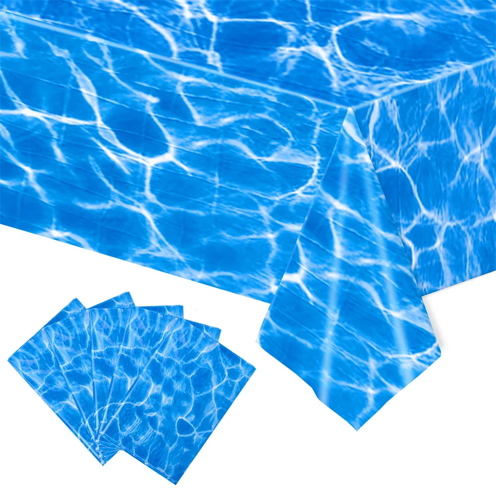 54x108 pollici Ocean Wave tovaglie di plastica tovaglia con stampa d\'acqua tovaglie per feste oceaniche con sfondo marino per la spiaggia