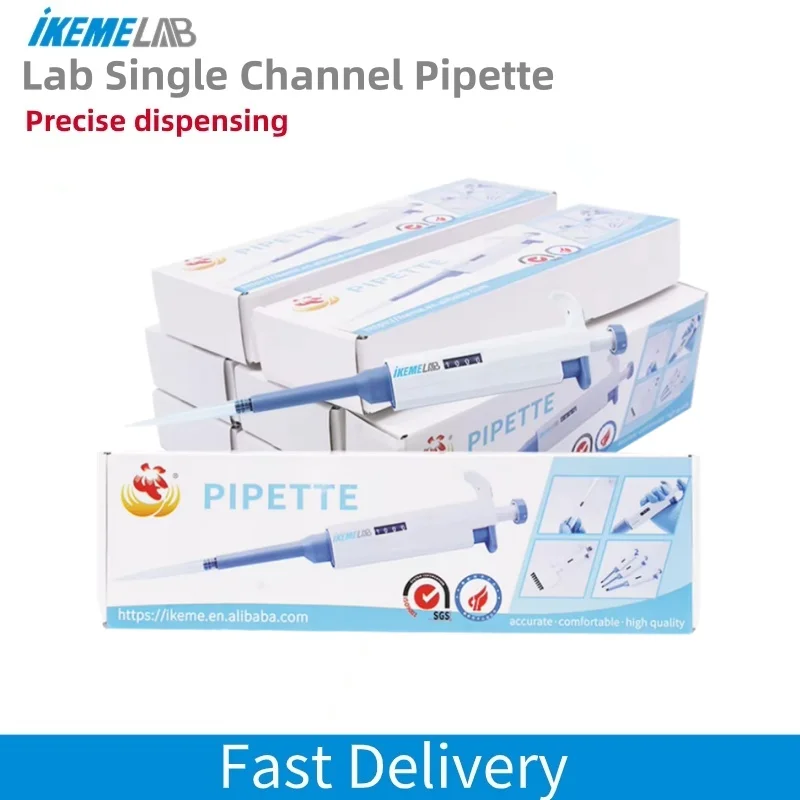 Vendas quentes ikeme pipeta de laboratório ajustável micropipeta digital de canal único com pontas de pipeta equipamento de laboratório de química 1 peça