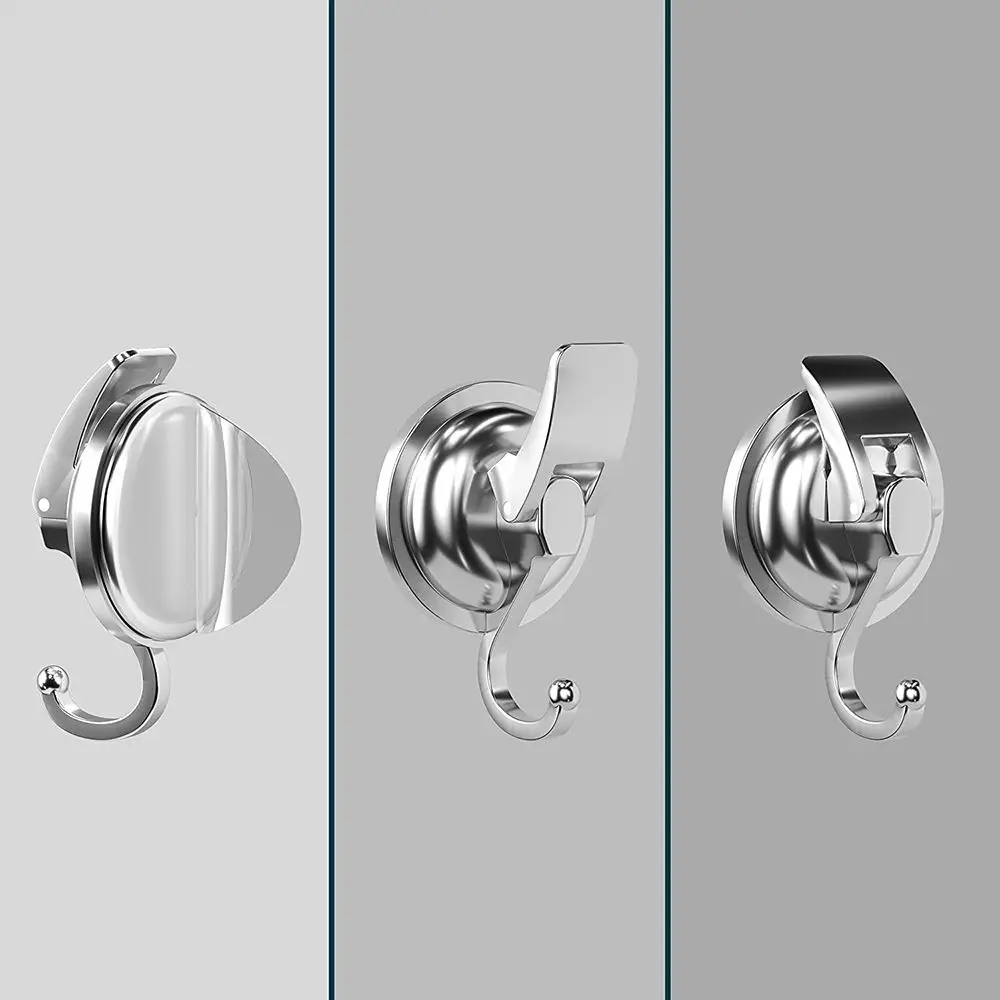 Without Punching Heavy-Duty Easy to Install Bathroom Shower Organization Chrome-Plated Suction Cup Hooks