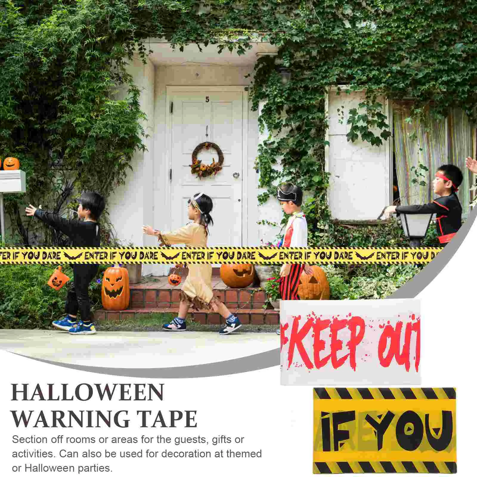 2 Pcs Halloween Caution Tape Warning Tapes High Quality Party Layout or Crime Scene