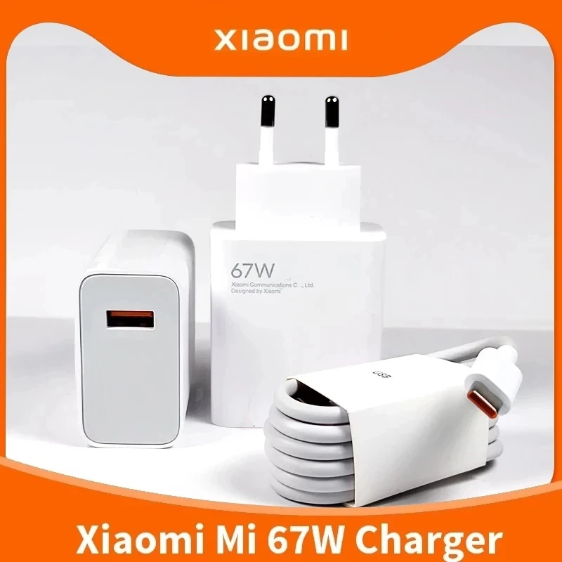 100% Original EU 67W Fast Charger For Xiaomi Poco X3 GT F3 GT Poco X4 Pro 5G & Mi Mix Fold Mi 11 11pro 11 Ultra 12 12X 13 Lite