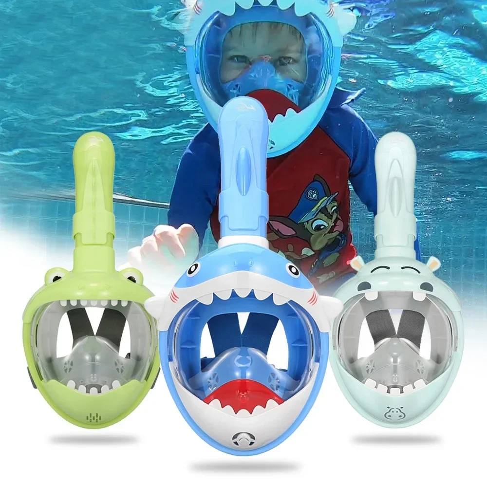 Kids Swimming Equipment Snokeling Support Goggles Full Face Diving Mask Swim and Snorkel 4~11 Years Children's Masks