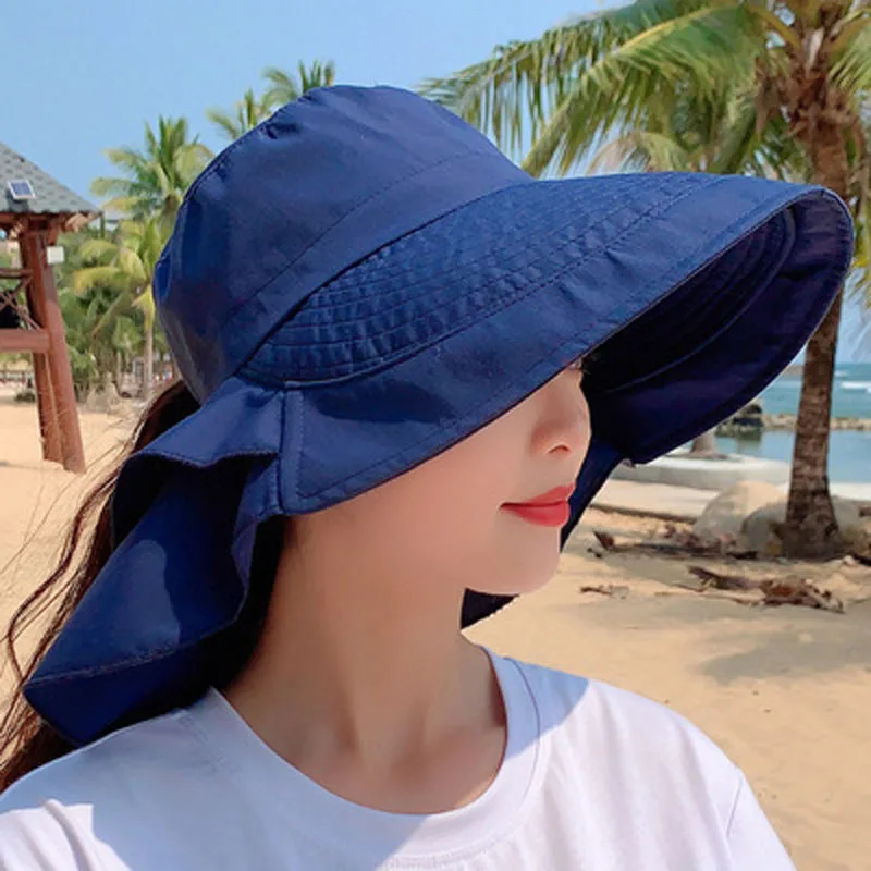 New Women\'s Summer Sun Hat With Neck Protector And Sunshade For Outdoor Cycling Trip Big-Brimmed Fisherman\'s Hat Hiking cap