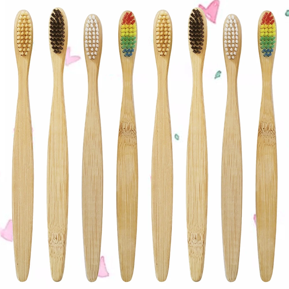 

20pcs Bamboo Toothbrush Eco-Friendly Biodegradable Soft Bristle For Adults Travel Outdoor Use Oral Care Tool