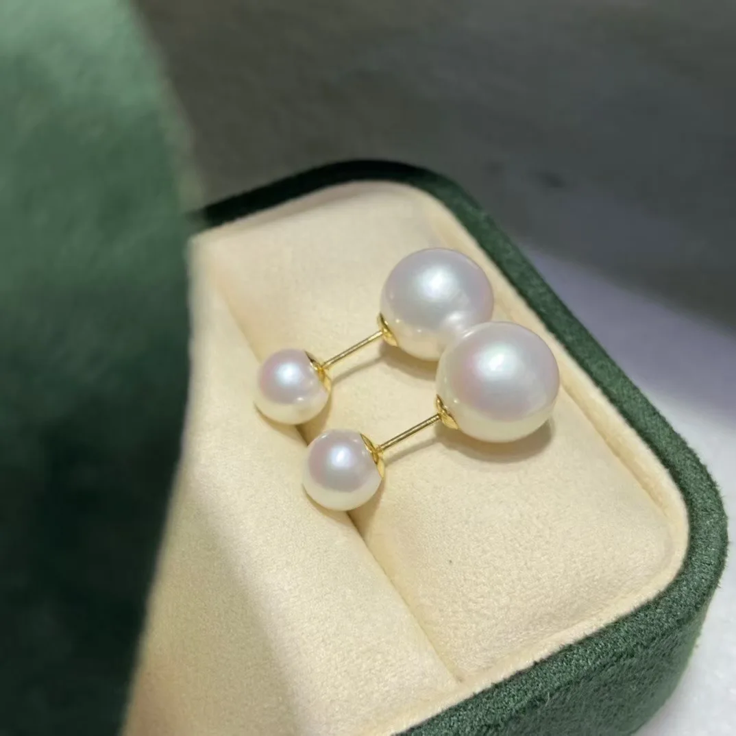 

Серьги из настоящего золота 18 карат Au750, серьги-гвоздики из чистого золота для женщин, подарки, изысканные ювелирные изделия, натуральный жемчуг E742