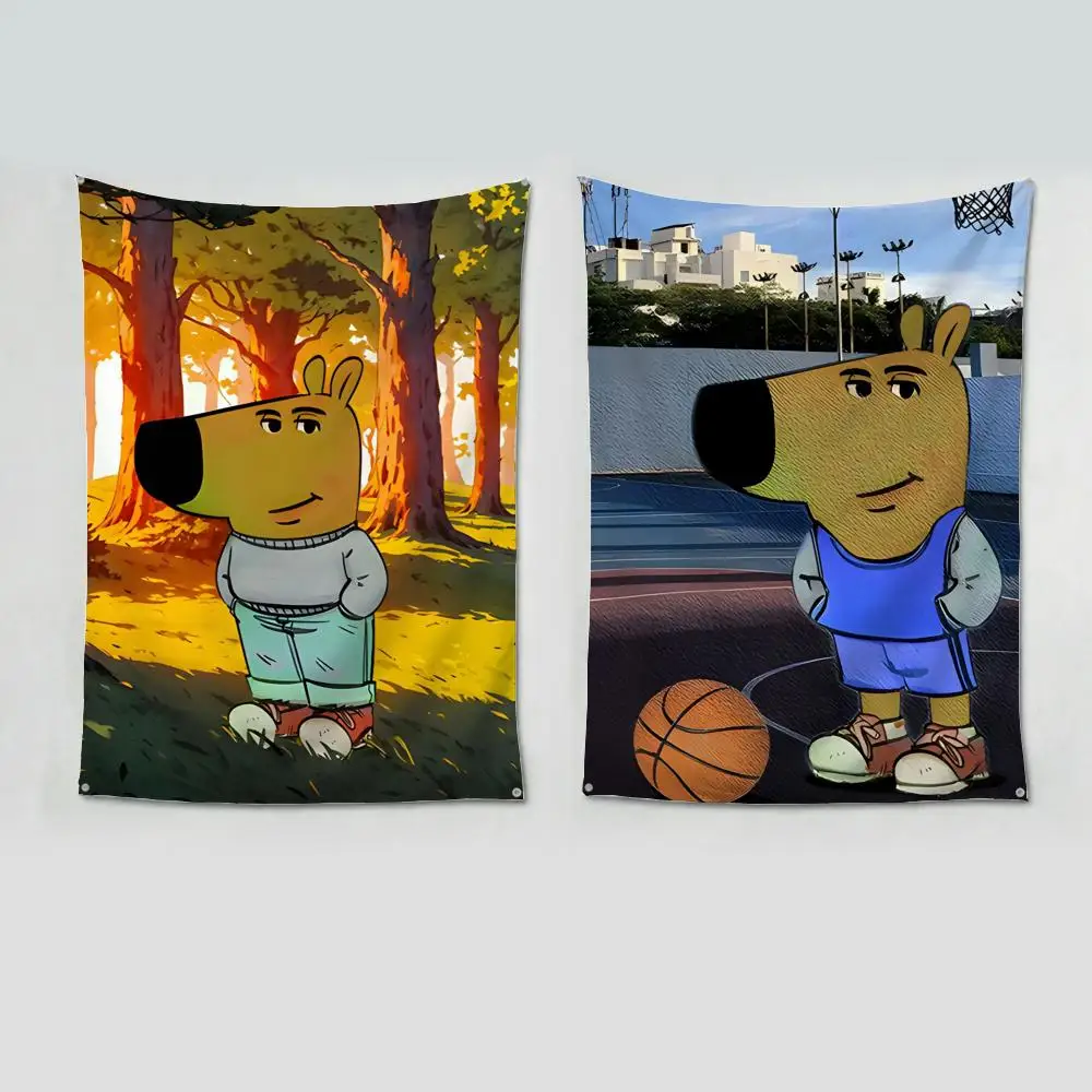 Funny I'm Just A Chill Guy Flags four rings hanging no edging for art indoor use and outdoor decor