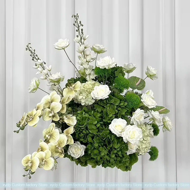 Luxuriöse grüne künstliche Rosen-Hortensien-Blumenkugel, Hochzeitstisch-Mittelstück, grüne Blumenarrangements für Hochzeitsfeier-Dekoration – Detail 5