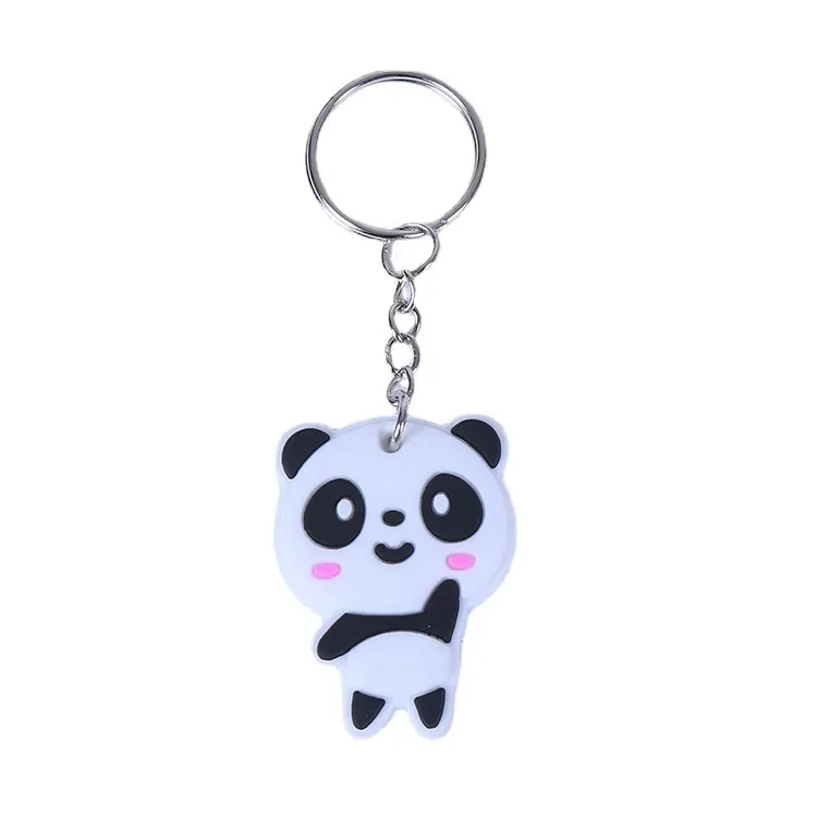 Delysia King Cute Cartoon Panda Keychain Couple Originality Gifts Fashion Handicraft Two-sided Rubber Bag Pendant