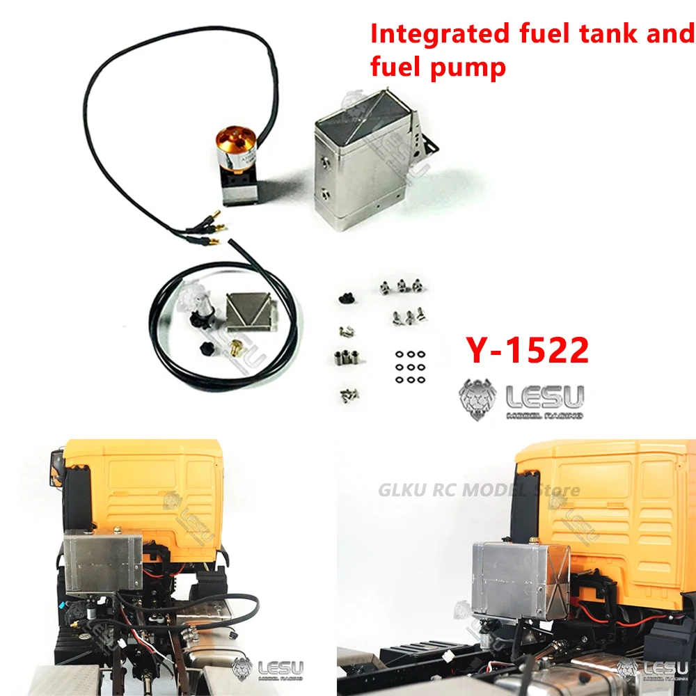 

LESU Y-1522 1/14 Truck Model Toy Oil Pump Stainless Steel Integrated Fuel Tank Tamiya Truck Upgrade Accessories or DIY