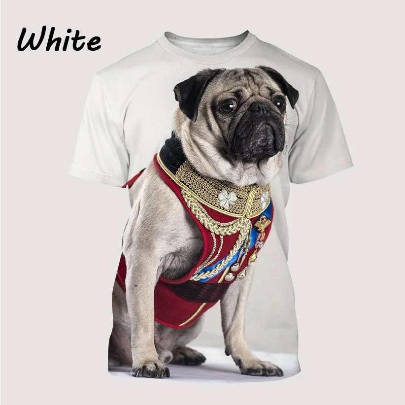 Unisex Men\'s T-shirt New Fashion Pug 3D Printed Short Sleeved T-Shirt Casual Personality Cool Sports T-shirt