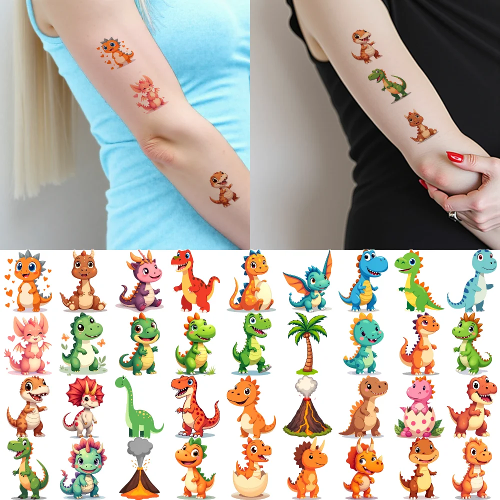 

54pcs Tiny Dinosaur Temporary Tattoos Colorful Dragon Tattoo Stickers Waterproof Body Art Fake Tattoo For Kids Boys Girls Arm
