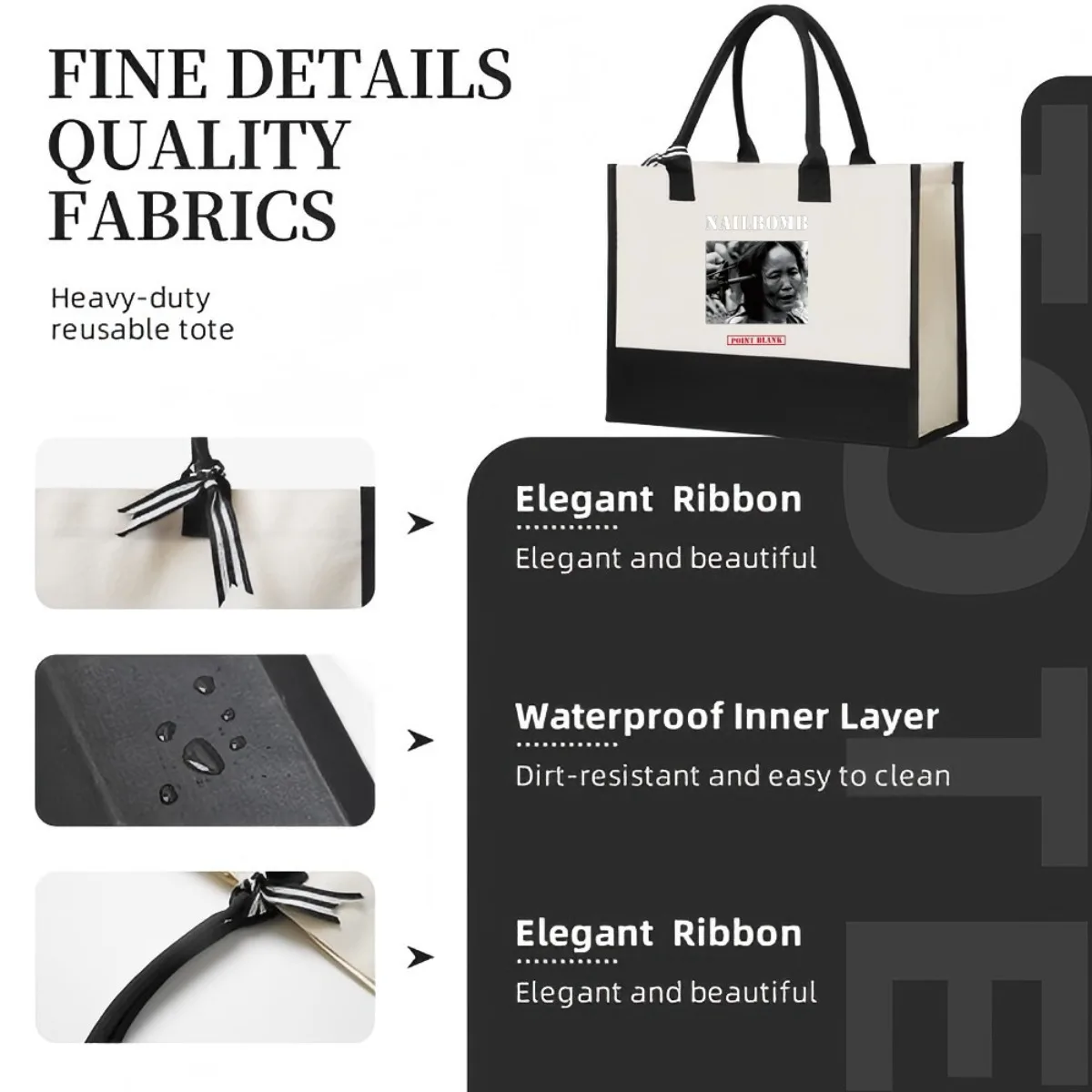 NAILBOMB 2026 وصول جديد موضة عملية واسعة قابلة لإعادة الاستخدام حمل حقيبة نمط طباعة 2 لهجة الثقيلة حقيبة كتف كبيرة ل Al