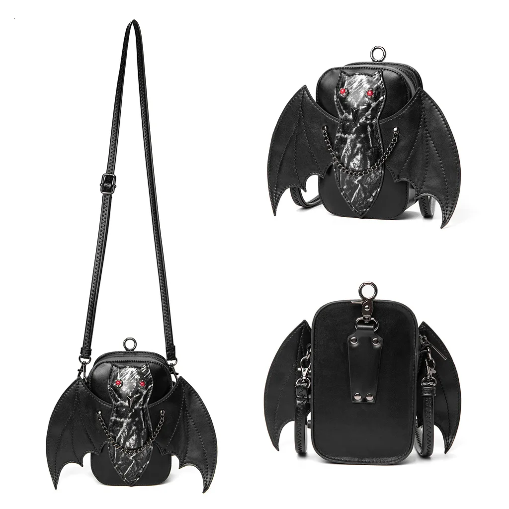 

Stylish Gothic Bat Design Mini Crossbody Bag Adjustable Strap Fashion mini Shoulder Bag For Coin Purse Phone bag Wings punk bag