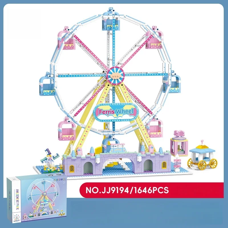 

Dream Ferris Wheel Model Building Blocks Amusement Park Series Large Assembled Toy Ornaments Kid Educational Birthday Toy Gifts