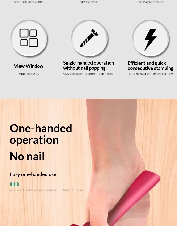 Professionelles Nagelpistolen-Set mit 900er-Heftgerät für Holzarbeiten, manuelles, leichtes Heimnageln, Polsterarbeiten, Klimaanlagenmontage – Detail 3
