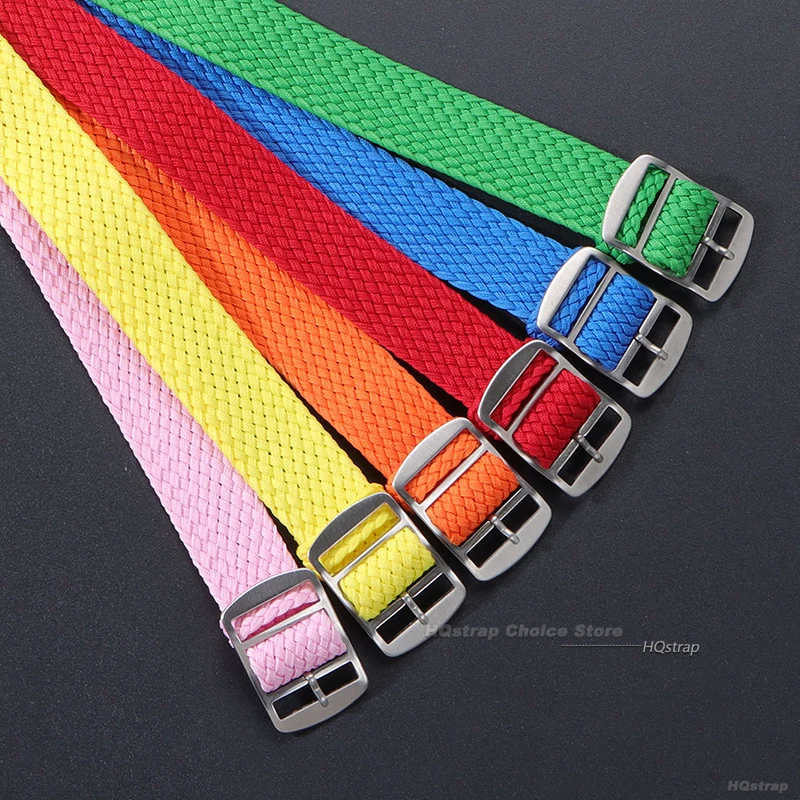 Correa de 16mm, 18mm, 20mm y 22mm para correas de reloj de nailon tejido Perlon, pulsera de tela, correa de reloj para mujeres y hombres, cinturón con hebilla en negro y azul