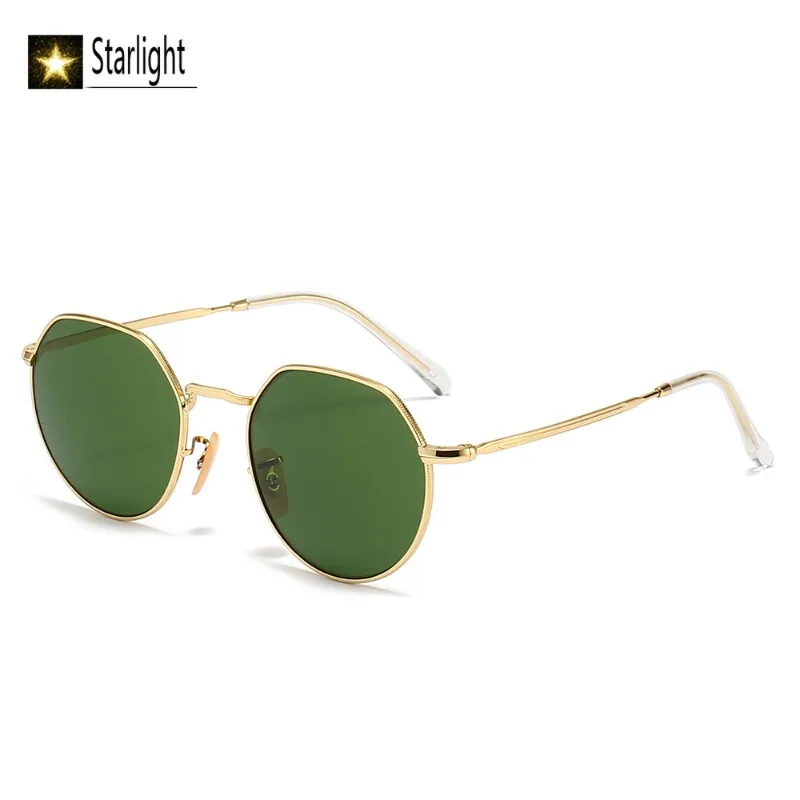 

New Classic Glass Lens Sunglasses Man Classic Driving UV400 Glasses Men Metal Round Fashion Outdooor Eyeglasses Women Travel