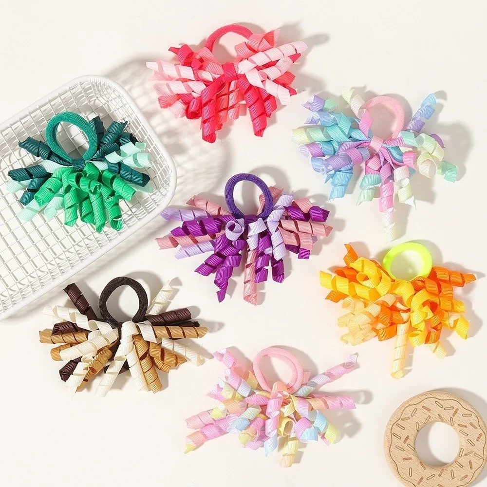 With Tassels Hair Rings Elastic Ribbon Sweet Unicorn Hair Accessories Bow Barrette Cute Tassel Ribbon Ponytail Holder For view 2