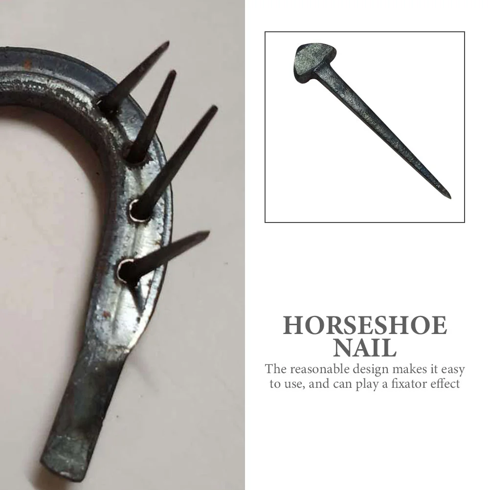 50 Pcs Horseshoe Nails Premium Iron Professional Hoof Nails Suitable Most Horse Shoes Compact Size Creative Shape