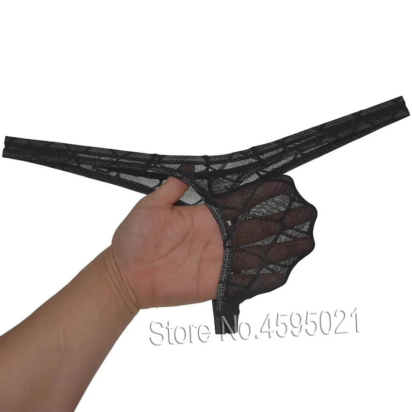 Hot Men Jacquard Bikini Thong Sexy Underwear See-through Pouch T-back Erotic Jock Strap No Show Panties Unisex Underpants