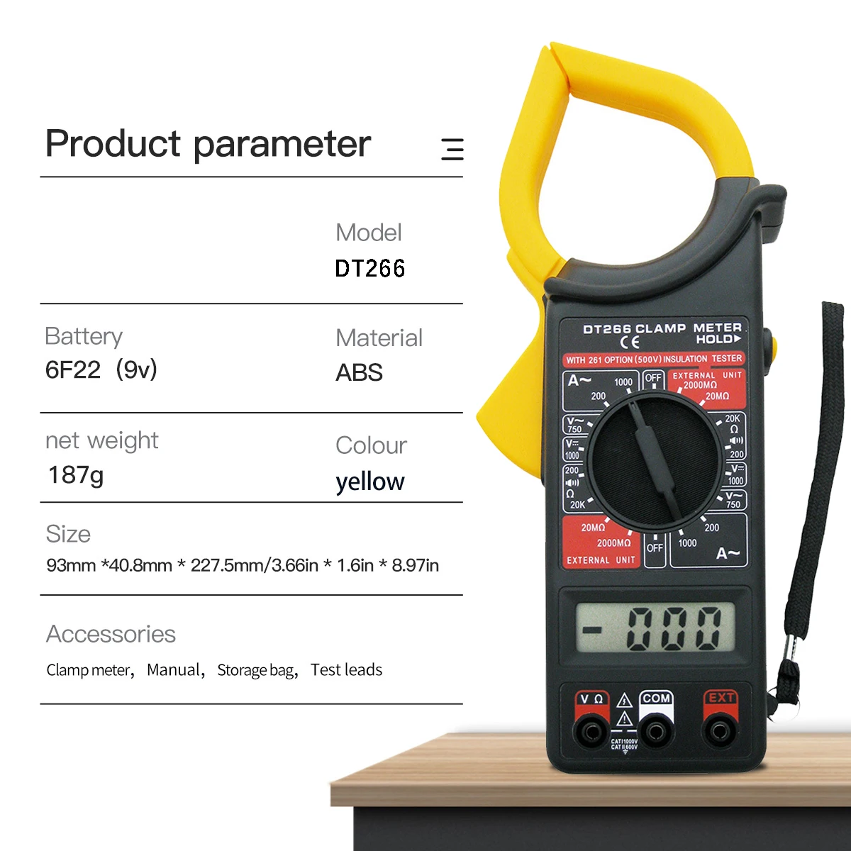 Digital Clamp Multimeter DT266 Professional Clamp Meter AC DC 1000V Current Voltage Tester Multimeter Pliers Ammeter In Stock