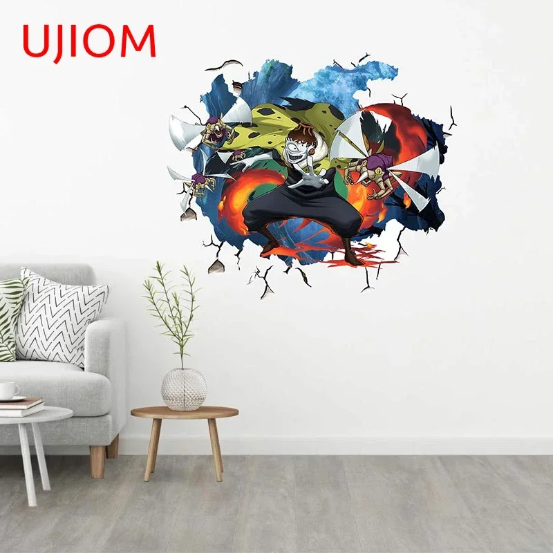 UJIOM Jogo Creativite Cartoon Crack Wall Stickers Interesting Waterproof Decal Occlusion Scratch Bathroom Decoration Wallpapers