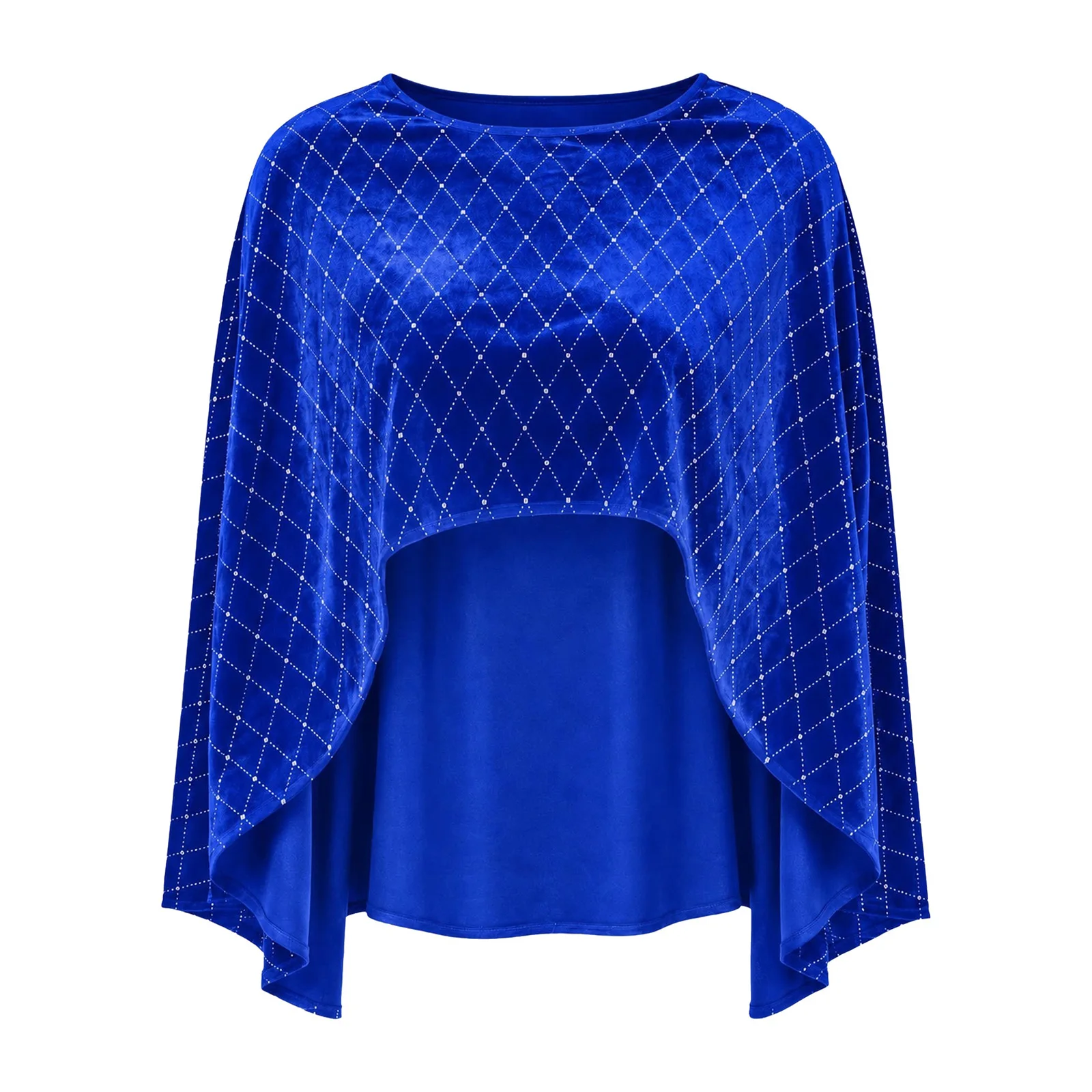 Women Metallic Rhombus Velvet Shawls Cape Lady Side Split Asymmetrical Hem Wraps Top for Christmas Wedding Evening Party Outfit