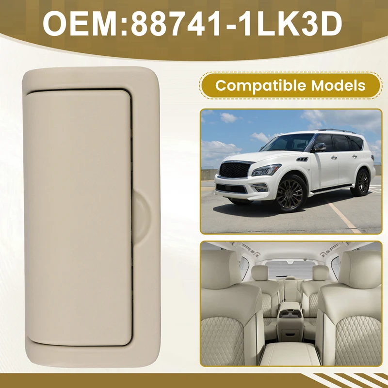 Car Rear Seat Console Cup Holder Assembly Insert Cup Holder Cover 88741-1LK3D For Nissan Armada Infiniti QX56 QX80 Beige